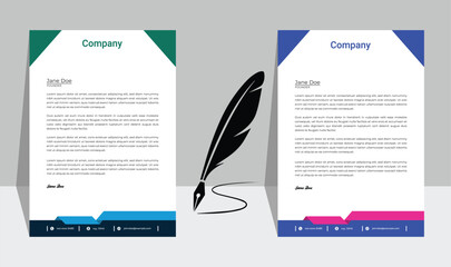 Wall Mural - Simple business letterhead design set of two Vector Image. Colorful letterhead design template.