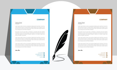 Wall Mural - Simple business letterhead design set of two Vector Image. Colorful letterhead design template.