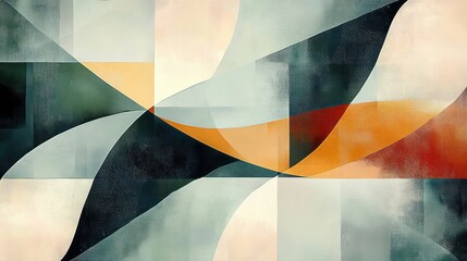 Poster - Abstract Soft Pastel Graphic Organic Shapes Minimal Mosaic Design Watercolor Texture Background