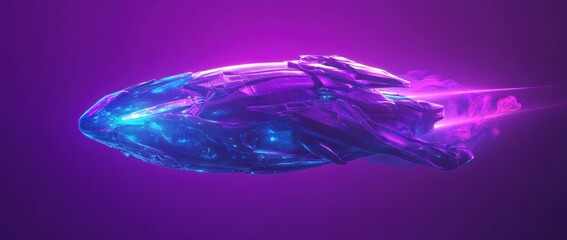 Wall Mural - futuristic spaceship with glowing effects.