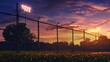 © Ulee - Chain Link Fence Concept Around the Baseball Park at Dusk