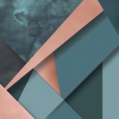 Fototapete - Abstract Geometric Pattern with Blue, Teal, and Peach Colors