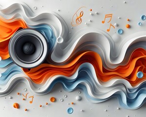Fototapete - Abstract Music Wave Speaker