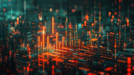 Poster - Global finance stock market analysis through digital artwork and investor perspectives
