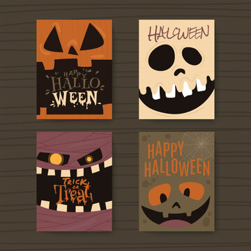 Halloween, Trick or Treat poster, card. Vector