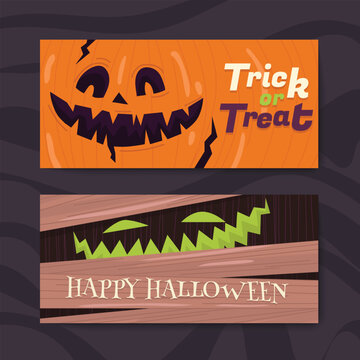 Halloween, Trick or Treat poster, card. Vector