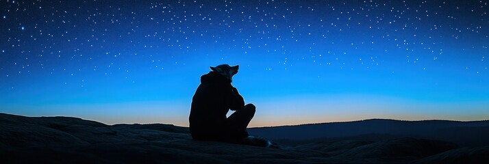 Wall Mural - a person gazing at a starry night sky.