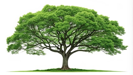 Poster - A large tree with green leaves is the main focus of the image