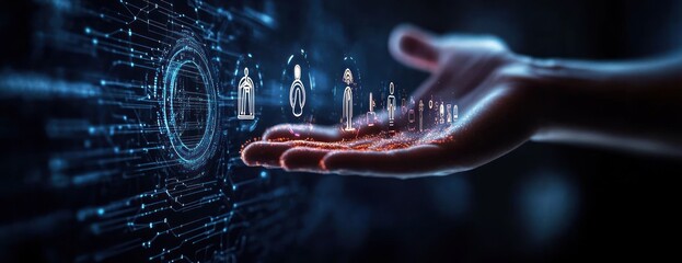 Aufkleber - Customer Relationship Management in a Futuristic Digital Landscape with Cyberpunk Human Connection Technology