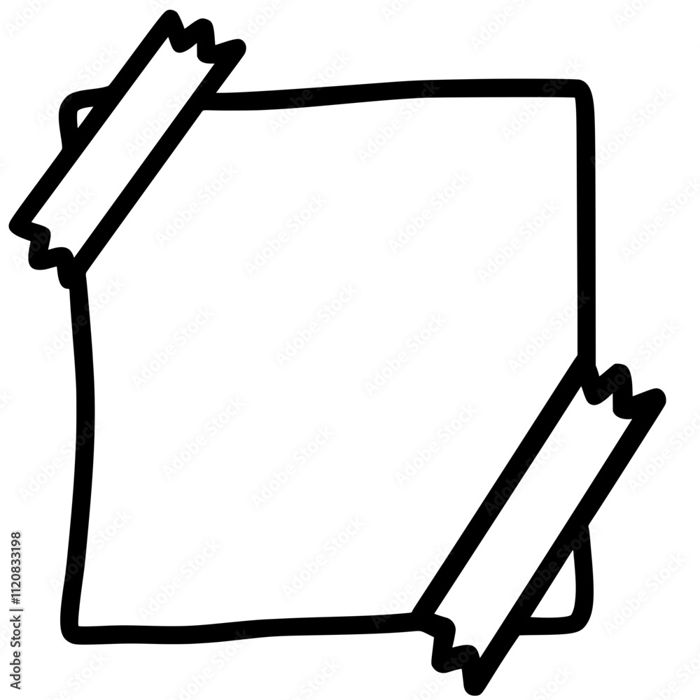 Cute note square doodle outline illustration hand drawing. Back to ...