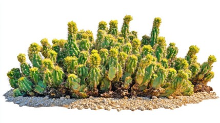 Aufkleber - Vibrant green Redbird cactus cluster on a white background showcasing its unique shape and texture perfect for garden and plant design themes