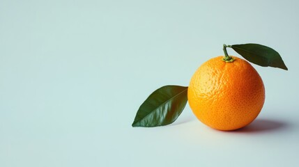 Poster - vibrant mandarin with green leaves positioned on a light backdrop highlighting its freshness and app
