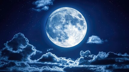Poster - Half Full Moon Illuminating Early Morning Clouds in a Clear Autumn Sky
