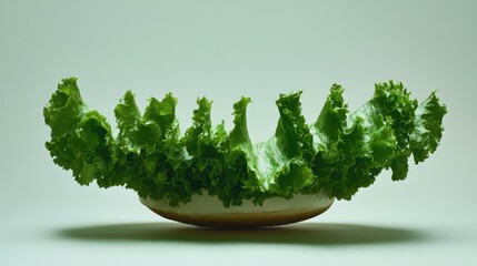 Aufkleber - Lettuce leaf displayed on a white background showcasing its fresh texture and vibrant green color for culinary or health-related concepts