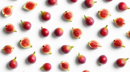 Poster - colorful fig fruit pattern on a white background with a flat lay top view showcasing the unique text