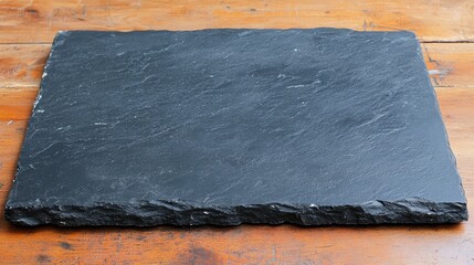 Aufkleber - Dark Grey Natural Slate Stone Tile for Flooring or Decorative Use on Wooden Background