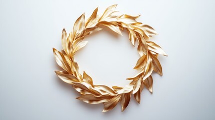Poster - Elegant golden vintage frame with leaf design isolated on a clean white background for art and photography display purposes.