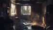 © VirtualVista - Fire damaged interior of a home showcasing destruction and disarray with soot-covered walls and debris scattered across the floor
