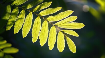 Poster - Sunlit green leaf closeup with natural light creating a vibrant background ideal for environmental and nature-themed concepts