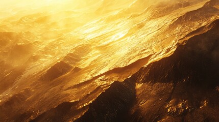 Aufkleber - Majestic golden desert landscape illuminated by the warm glow of the sun during golden hour showcasing waves of sand and light.