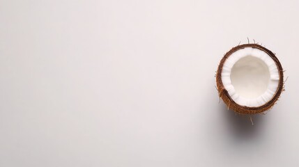 Aufkleber - Half Coconut Shell Isolated on White Background with Visible Coconut Flesh and Textured Outer Shell for Culinary and Thematic Use