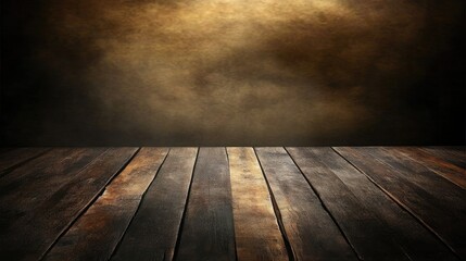 Poster - Wooden table surface with illuminated textured background ideal for product photography or minimalist design concepts
