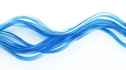 Poster - Flowing blue transparent strands on a bright white background creating a vibrant and dynamic abstract design for creative use.