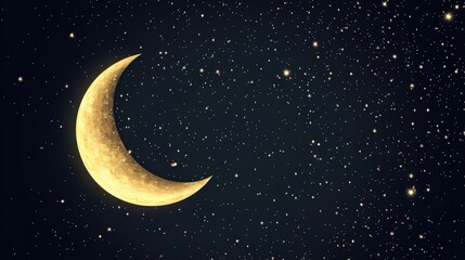 Aufkleber - Half moon glowing in a starry night sky with ample space for custom text and graphics perfect for celestial themed designs and artworks