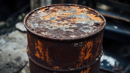 Aufkleber - Rusty grunge metal barrel texture showcasing deep rust and weathered finishes for industrial or vintage design backgrounds