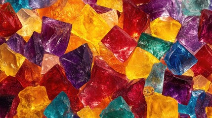 Poster - Vibrant glass stones in various colors creating a bright and cheerful backdrop ideal for decorative purposes or artistic designs