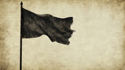Poster - Vintage tattered flag on aged paper background conveying a sense of history and nostalgia for creative projects or artistic designs