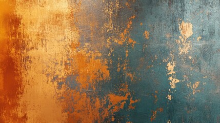 Aufkleber - Abstract grunge metal texture with orange and teal tones for industrial design backgrounds or creative projects