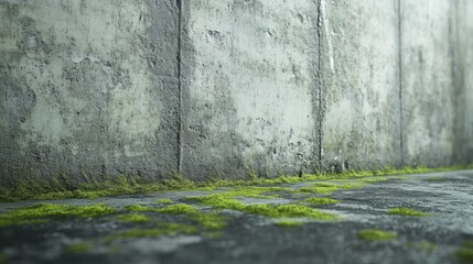 Poster - Mossy Green Texture on Concrete Wall with Luminescence and Environmental Detail