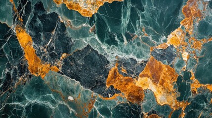 Poster - Natural marble texture with rich patterns in green and orange hues for elegant backgrounds and design applications