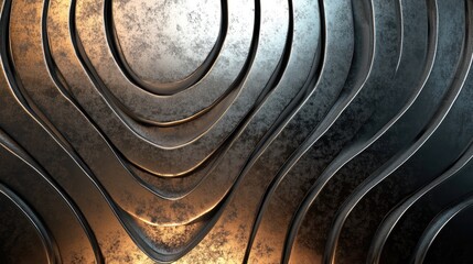 Poster - Modern Metallic Waves Textured Background for Industrial and Abstract Designs