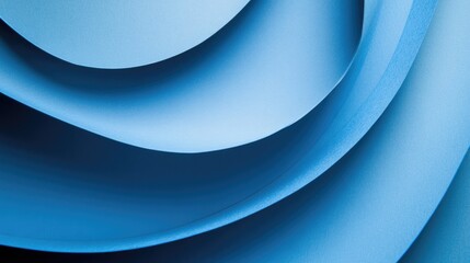 Fototapete - Minimalistic abstract design of layered blue paper showcasing smooth curves and gradients for creative projects and backgrounds.