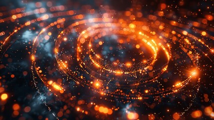 Poster - Orange glowing circles abstract futuristic background, circles, abstract, futuristic, glowing orange