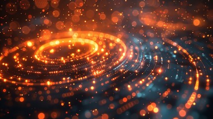 Poster - Orange glowing circles abstract futuristic background, circles, abstract, futuristic, glowing orange