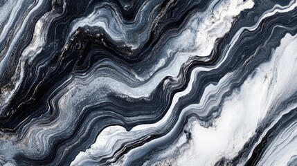 Poster - Elegant black and white marbled stone texture suitable for backgrounds and design projects in a modern aesthetic.