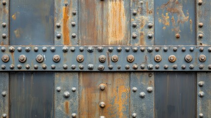 Poster - Rusty steel bridge detail showcasing industrial construction elements and textures against a weathered backdrop for design and engineering themes.