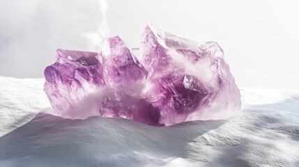 Poster - Natural amethyst crystal on white background showcasing its unique purple hues and intricate textures for healing and decorative purposes