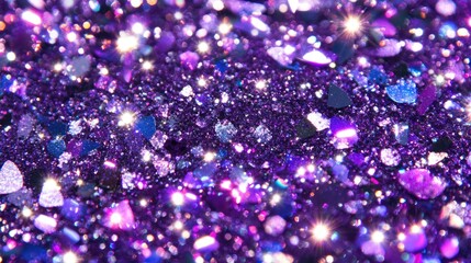 Poster - Glittering violet background with sparkling reflections and vibrant lights creating a dazzling and festive atmosphere for design projects.