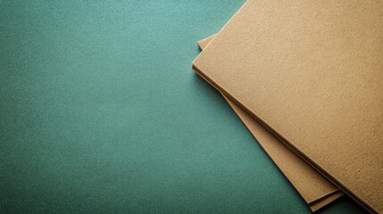 Poster - Raw MDF boards stacked on a green background showcasing texture and color variations for woodworking and crafting projects