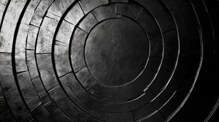 Poster - Radial black steel texture background with circular brushed metal design for industrial or modern use