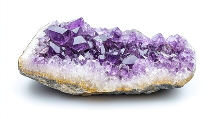 Poster - polished purple amethyst crystal geode natural stone display on white background