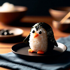 Canvas Print - a small ceramic owl sits on a plate with chopsticks.2