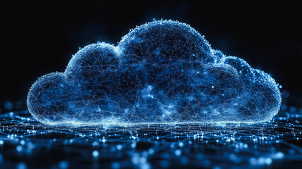Poster - A blue cloud with a lot of dots on it. The cloud is very large and has a lot of dots on it