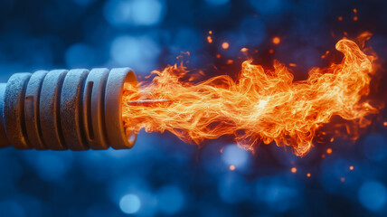 Poster - A wire is on fire and the flames are shooting out of it