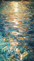 Wall Mural - Sunlit Water Reflections: A Stunning Landscape Painting