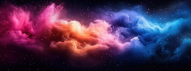 Aufkleber - Color Explosion Abstract Deep Blues Rich Pinks Dramatic Lighting Smoke Dust Swirling Forms Background